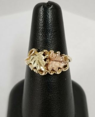 Vintage Landstrom ' s J Co.  10k Black Hills Gold Ladies Leaf Ring 3.  3 g Sz 7.  5 2
