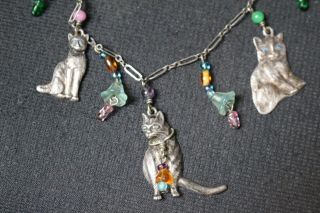 Sweet Lucy Isaacs Nyc Sterling Silver Playful Kittens And Glass Beads Necklace