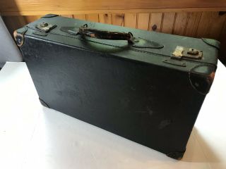 Antique Vintage Black Leather Suitcase Luggage Antique Bag Case