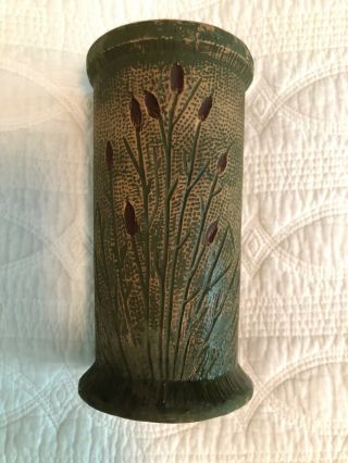 Redwing Union Stoneware Cattails Vase Vintage In Good.