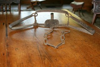 Large Antique Hand Forged Trap Trapping