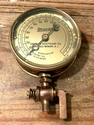 DATED 1917: LARGE Vintage Brass Pressure Gauge Design,  Beveled Glass,  Steampunk 7