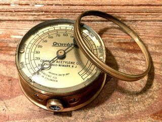 DATED 1917: LARGE Vintage Brass Pressure Gauge Design,  Beveled Glass,  Steampunk 8