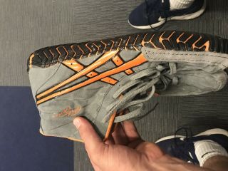 Rare Vintage Asics Rulon Wrestling Shoes Size 11.  5 Orange/grey/black