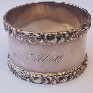 Antique Solid Silver Napkin Ring Birmingham.  1905