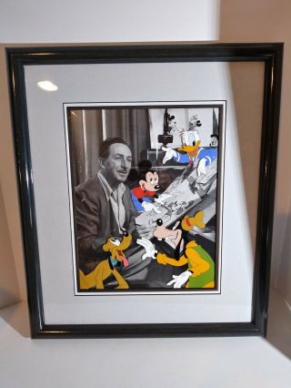 Rare Disney Cel Walts Drawing Board Limited Edition Hand Painted Cel