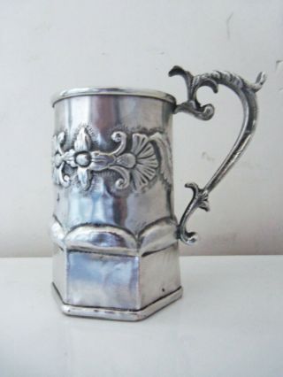 Fine Hand Made Embossed Peruvian Silver Cup Unmarked