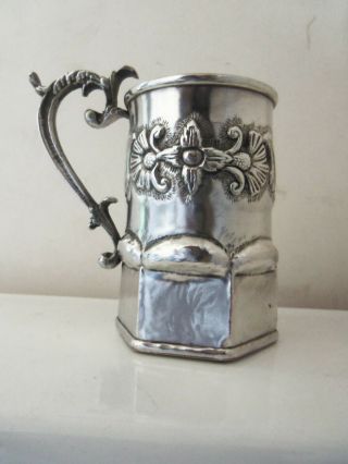 FINE HAND MADE EMBOSSED PERUVIAN SILVER CUP UNMARKED 2