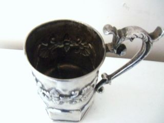 FINE HAND MADE EMBOSSED PERUVIAN SILVER CUP UNMARKED 6