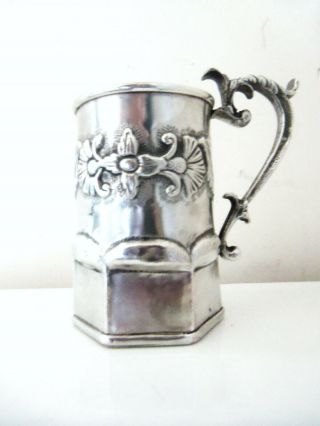 FINE HAND MADE EMBOSSED PERUVIAN SILVER CUP UNMARKED 8