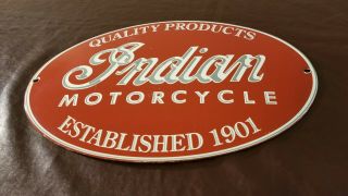 Vintage Indian Motorcycles Porcelain Gas Bike Chief Service Station Pump Sign