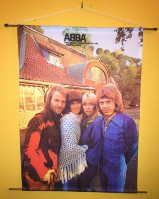 Abba: Rare Official Reg Grundy Aussie/oz Vintage Cloth Wall Scroll - 1976 - 2