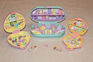 Vintage Polly Pocket Compacts With Figures - Baby Daycare Themed