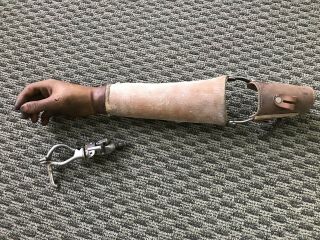 Vintage Prosthetic Prosthesis Arm Hand Hook Steampunk Weird Freak Deformity Mcm