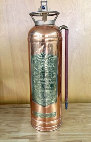 Vintage General Quick Aid Fire Guard Brass / Copper Fire Extinguisher Lamp
