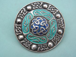 Stunning Vintage Iona Silver & Enamel Celtic Knotwork Brooch A H Darby & Sons