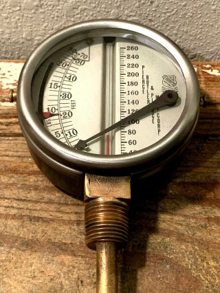 Vintage Brass Temperature & Pressure Gauge By Ashcroft,  Steampunk,  Antique