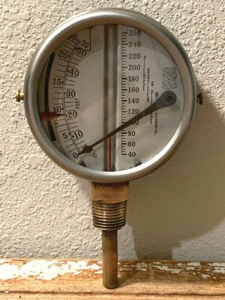 Vintage Brass Temperature & Pressure Gauge By ASHCROFT,  Steampunk,  Antique 4