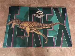 Vintage 1997 The Lost World Jurassic Park T - Rex Poster Rare