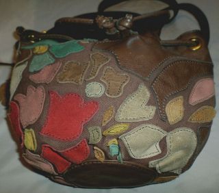 FOSSIL ' Long Live Vintage ' Patch Color Leather Hobo Crossbody Purse 3