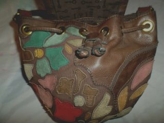 FOSSIL ' Long Live Vintage ' Patch Color Leather Hobo Crossbody Purse 5