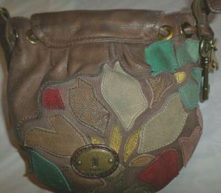FOSSIL ' Long Live Vintage ' Patch Color Leather Hobo Crossbody Purse 6