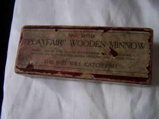 Rare Vintage Pflueger Playfair Wooden Minnow No.  259 Fishing Lure Box
