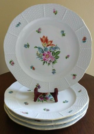 Vintage Herend " Bouquet Of Flowers " Dinner Plates Set Of Eleven (11)