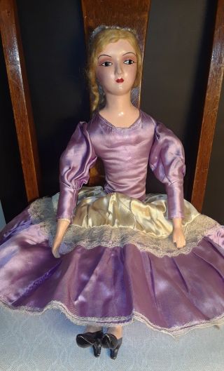 Boudoir French Bed Doll Blonde Purple Antique 26 "