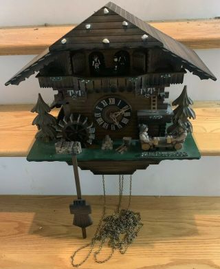 Vintage Black Forest Cuckoo Clock Large Wood Clock