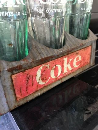 Coke Coca - Cola Vintage Tin Metal Australian Carrier with 3 Bottles 5