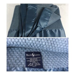 Vtg Ralph Lauren Thermal Acrylic Blanket Nylon Binding Edge Twin 66x90 Rare Blue