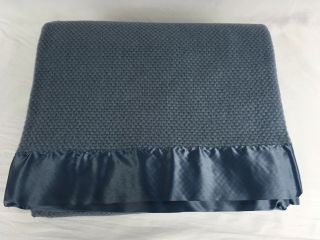 VTG Ralph Lauren Thermal Acrylic Blanket Nylon Binding Edge Twin 66x90 RARE BLUE 3