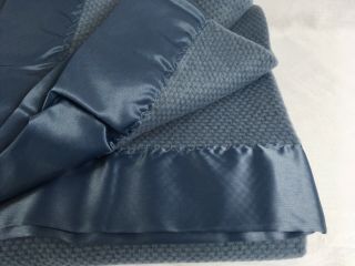 VTG Ralph Lauren Thermal Acrylic Blanket Nylon Binding Edge Twin 66x90 RARE BLUE 5