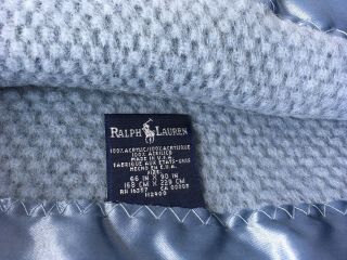 VTG Ralph Lauren Thermal Acrylic Blanket Nylon Binding Edge Twin 66x90 RARE BLUE 8