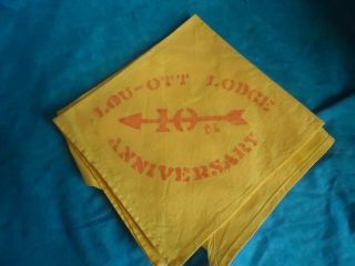 Vintage Boy Scouts Oa Lou - Ott - Lodge 10th Anniversary Neckerchief