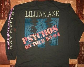 Lillian Axe Vtg 90s 1993 - 94 Psychos On Tour Psychoschizophrenia L/s T Shirt Xl