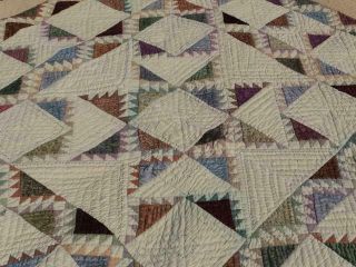 EXQUISITE FEATHERED COUNTRY RUSTIC STAR FABULOUS EARTH JEWEL TONES VINTAGE QUILT 2