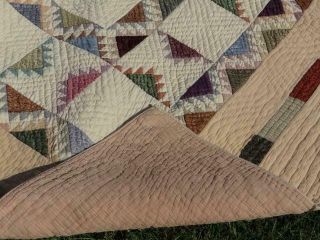 EXQUISITE FEATHERED COUNTRY RUSTIC STAR FABULOUS EARTH JEWEL TONES VINTAGE QUILT 3