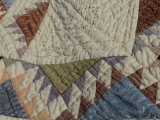 EXQUISITE FEATHERED COUNTRY RUSTIC STAR FABULOUS EARTH JEWEL TONES VINTAGE QUILT 5