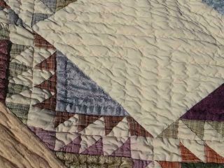 EXQUISITE FEATHERED COUNTRY RUSTIC STAR FABULOUS EARTH JEWEL TONES VINTAGE QUILT 8