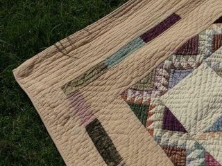 EXQUISITE FEATHERED COUNTRY RUSTIC STAR FABULOUS EARTH JEWEL TONES VINTAGE QUILT 9