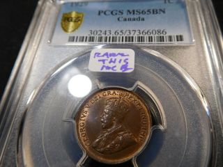 L81 Canada 1929 Small Cent Pcgs Ms - 65 Brown Rare This