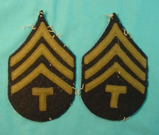 Wwii Us Army Wool On Wool Rank Stripe Patches – Pair T - 4 Grade