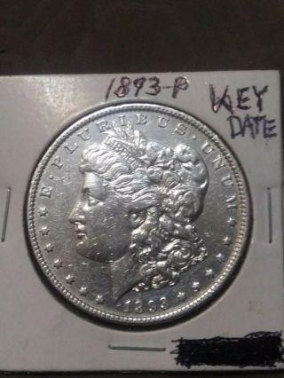 1893 - P,  Morgan Silver Dollar,  Rare,  Key Date,