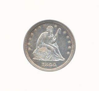 1844 Seated Liberty Quarter Dollar Choice Pcgs Au53 Rare Date