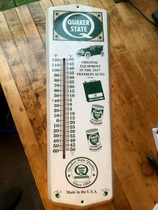 Vintage Garage Oil Sign,  Quaker State Thermometer Advertisement Sign