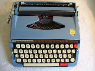 Vintage Brother Webster Typewriter XL - 747 Portable Blue w/Case Near 2