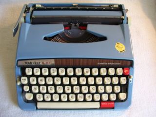 Vintage Brother Webster Typewriter XL - 747 Portable Blue w/Case Near 8