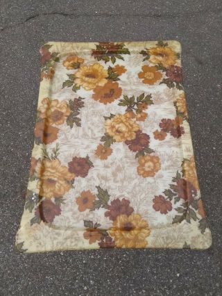 Vintage TV Trays - Set of 4 with Carrier - Fall Flower Pattern 1970 ' s EUC 3